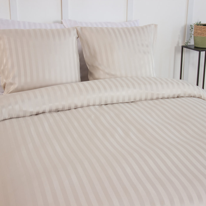 Parure housse de couette unie 100% polyester - albatre