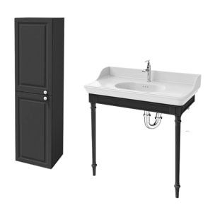 Console Cléo 1889 avec plan vasque + colonne gauche + robinet lavabo chromé + siphon chromé