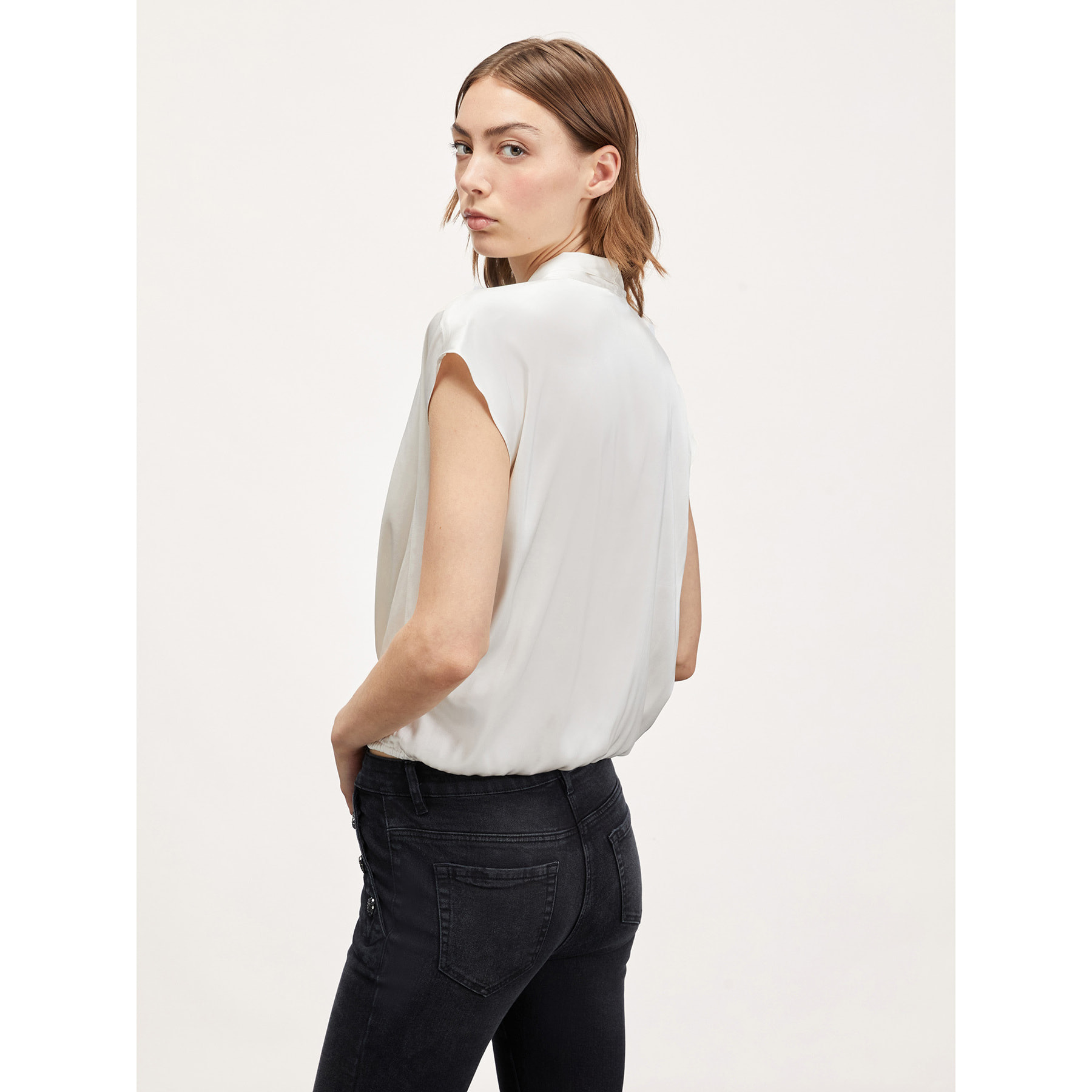 Motivi - Blusa kimono in raso - Bianco