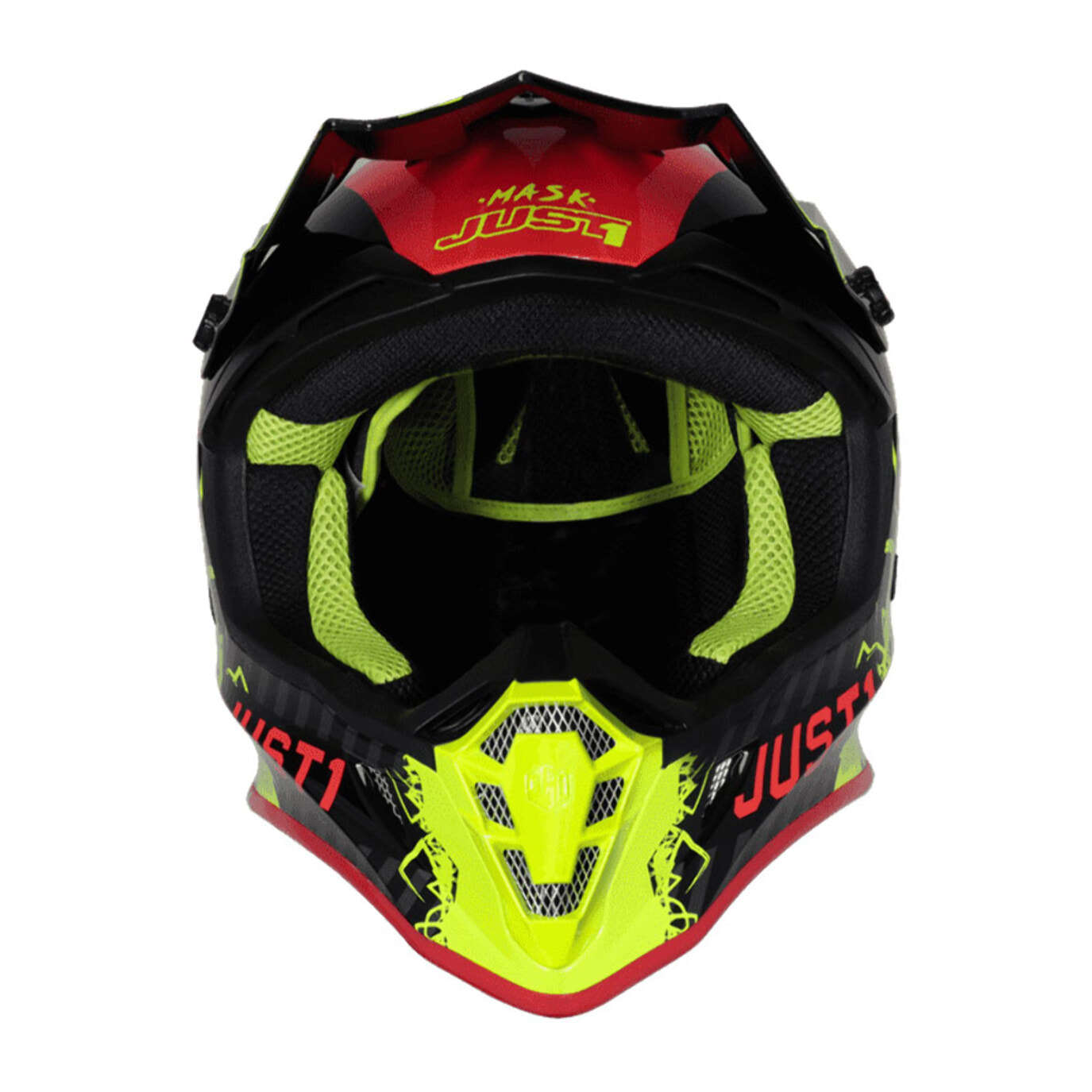 CASCO OFFROAD  J38 MASK FLUO YELLOW RED BLACK  JUST1