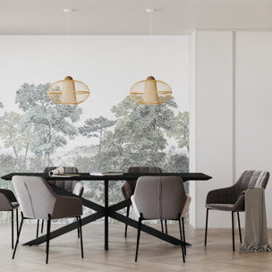 Table rectangulaire 8 personnes en bois de teck recyclé noir 220 cm - Marvel