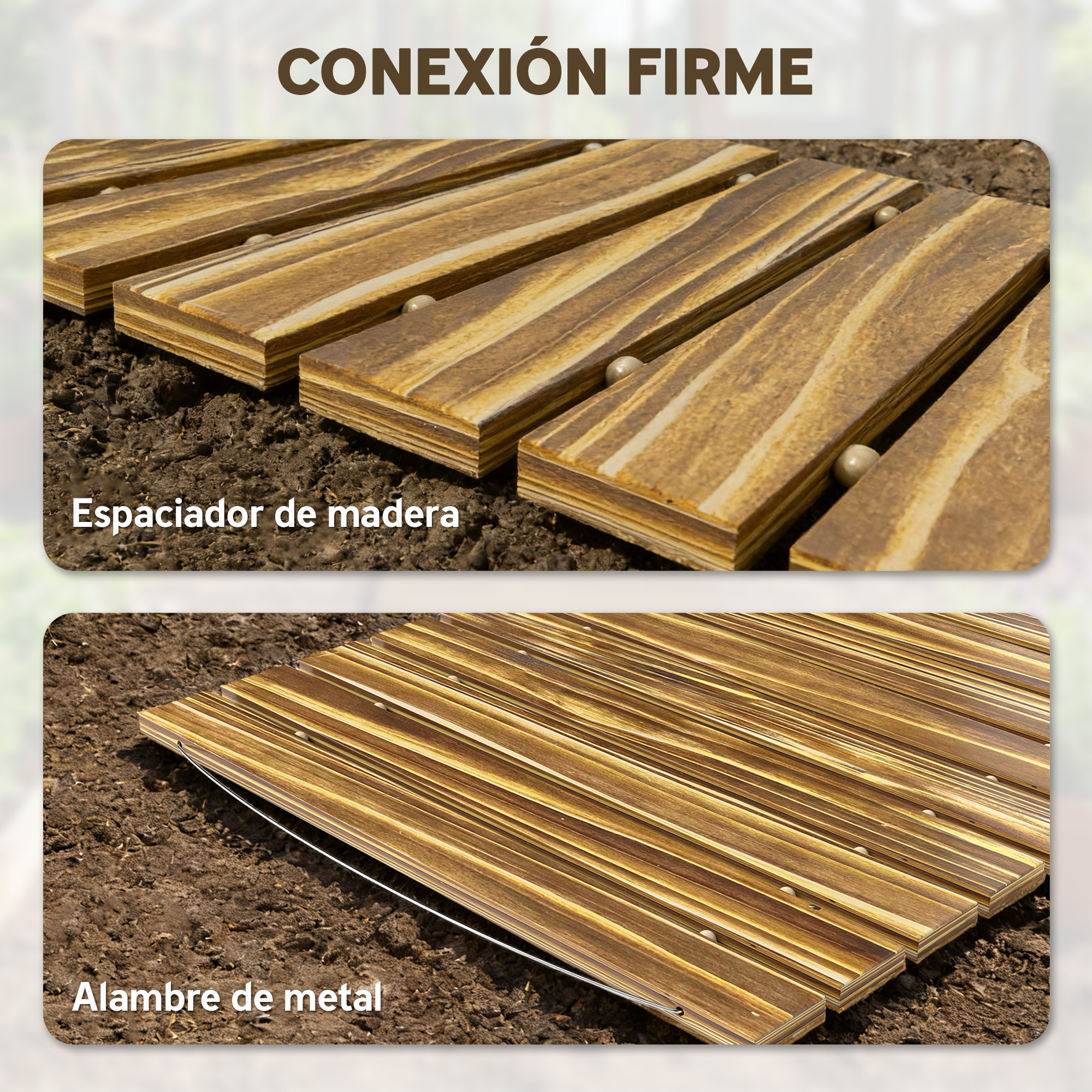 Camino de Jardín de Madera 120x38 cm Pasarela Recta Enrollable para Exteriores Resistente a la Intemperie Decorativo de Jardín para Playa Boda Fiesta Carbonizado