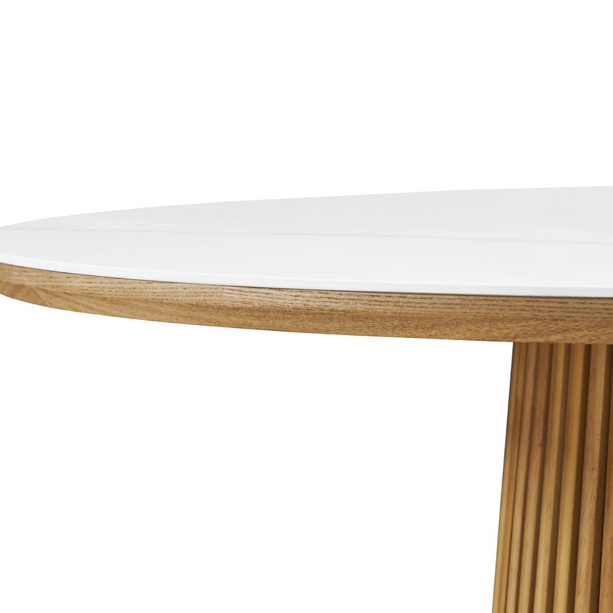 Table basse ronde plateau en céramique bicolore piètement cannelé - ADA