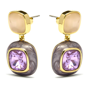 Pendientes de Circonita Amatista acabados en oro amarillo de 18k