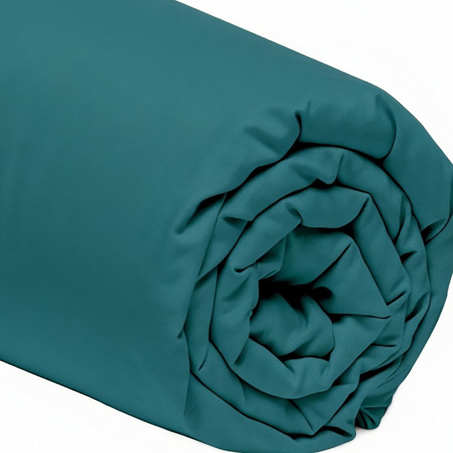 Drap housse 100% percale de coton 80fils uni - bleu emeraude