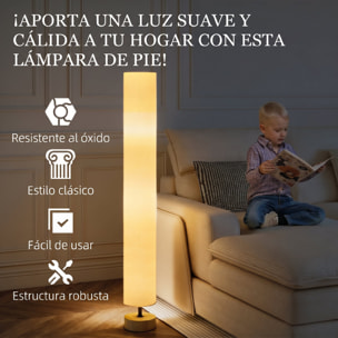 Lámpara de Pie Moderna Lámpara de Salón con Casquillo Máx. 40 W E27 Pantalla de Lino y Marco de Metal para Dormitorio Ø15x120 cm Beige