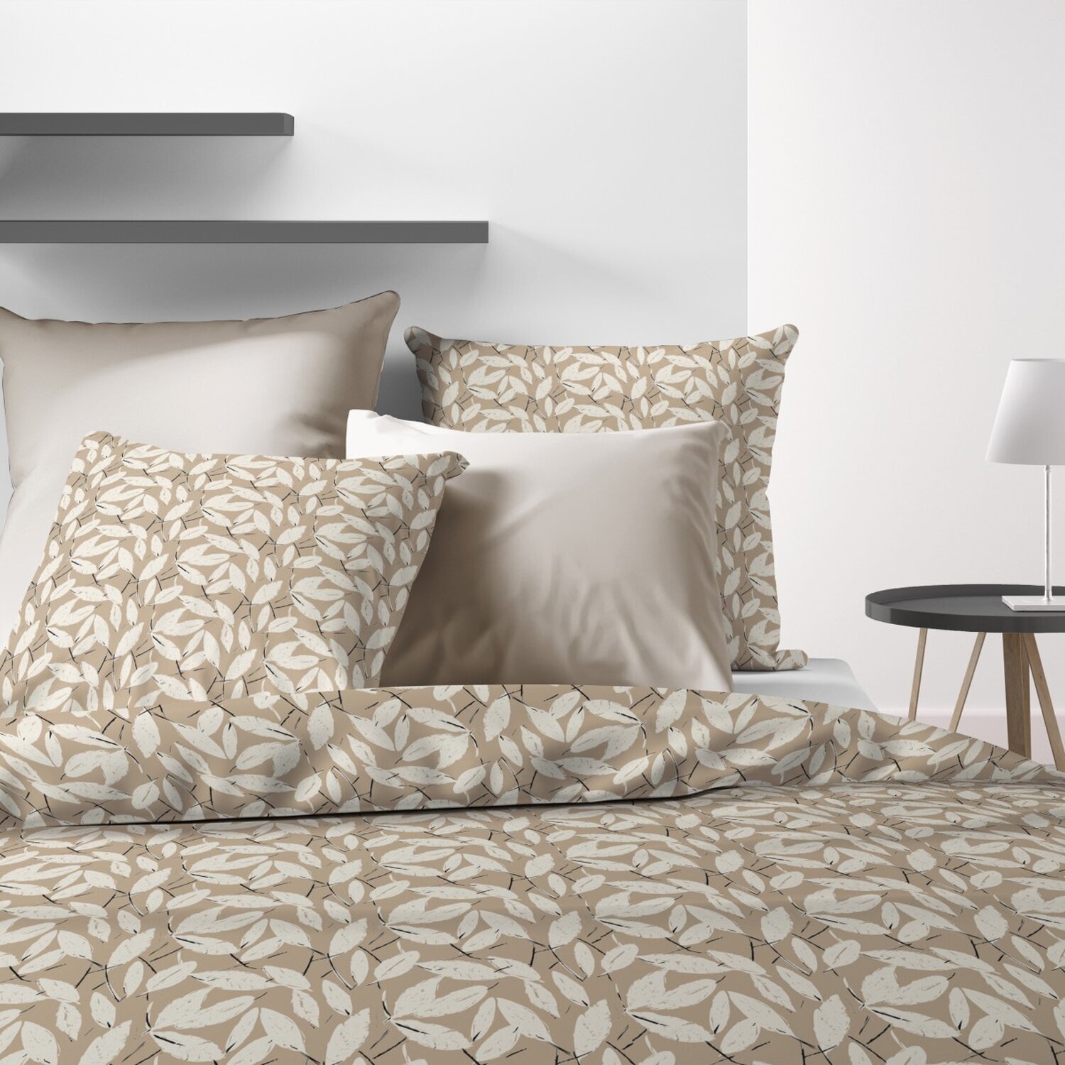 Parure de couette 3pcs avec taies oreiller 100% microfibre 60gsm - carmel
