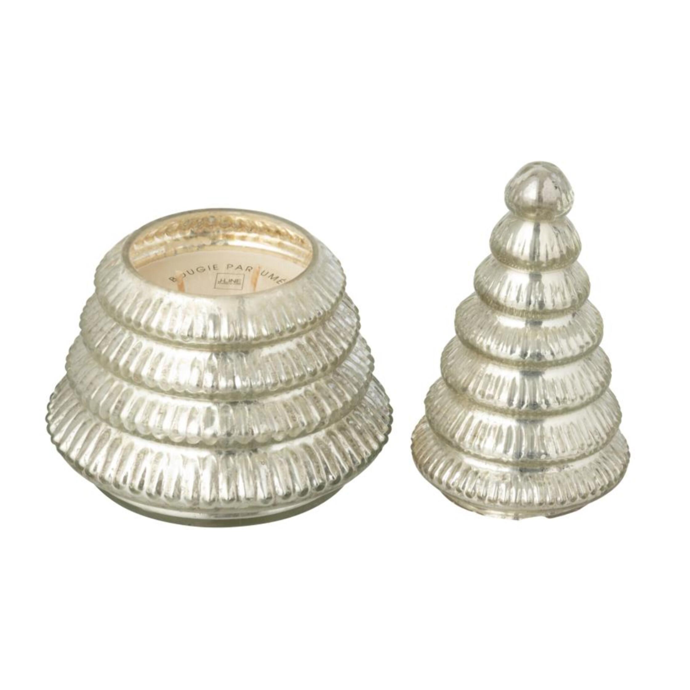 J-Line bougie parfumée Arbre Cotelé - verre - argent - large