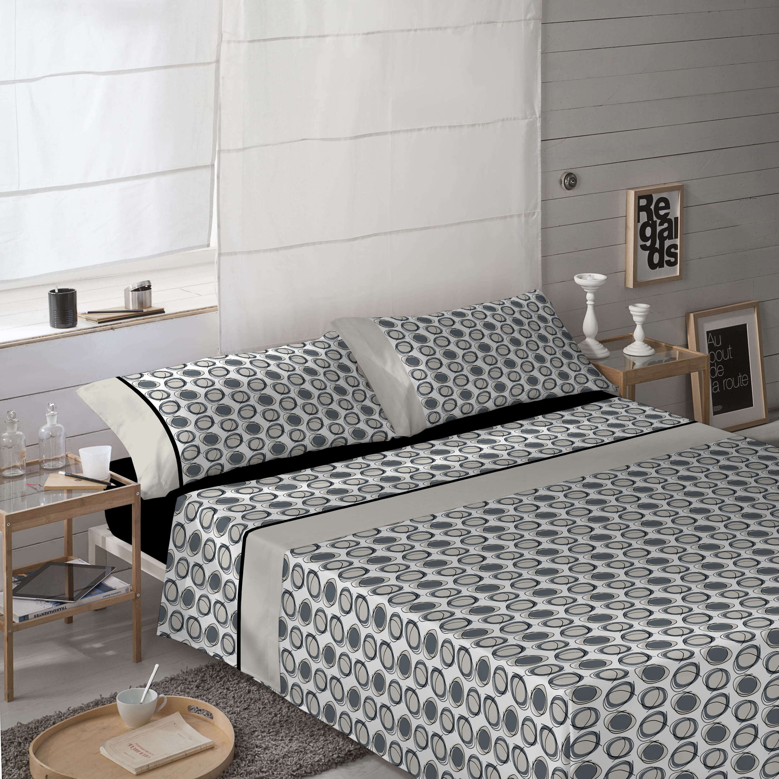 Naturals - Juego de Sábanas - Incluye 1 o 2 Fundas de Almohada + 1 Sábana Bajera - 50% Algodón - 50% Poliéster - Dots