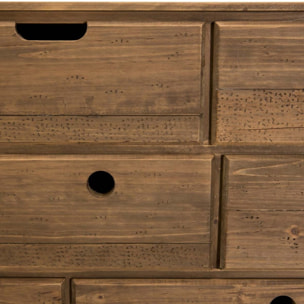 ANDY - Commode scandi bois marron 8 tiroirs Sapin