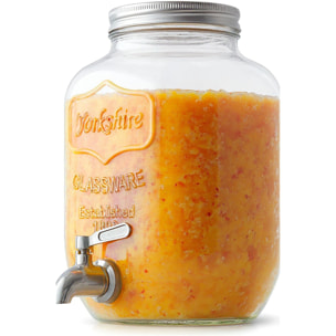 Dispenser in Vetro per Bevande 4L con Rubinetto in Plastica Cromata Lavabile in Lavastoviglie Ideale per Feste Aperitivi e Campeggio Trasparente