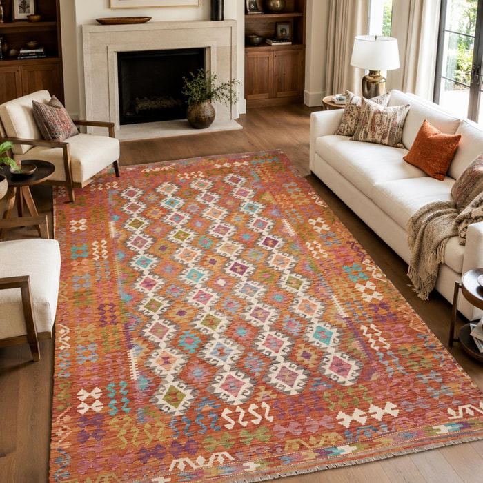Tapis kilim, motif ethnique authentique, tissé en laine, UDON