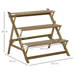 Estantería para Plantas de Madera Escalera con 3 Estantes Plegables 101x83x88 cm