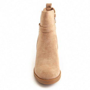 Botín De Tacón - Beige - Altura: 8 Cm