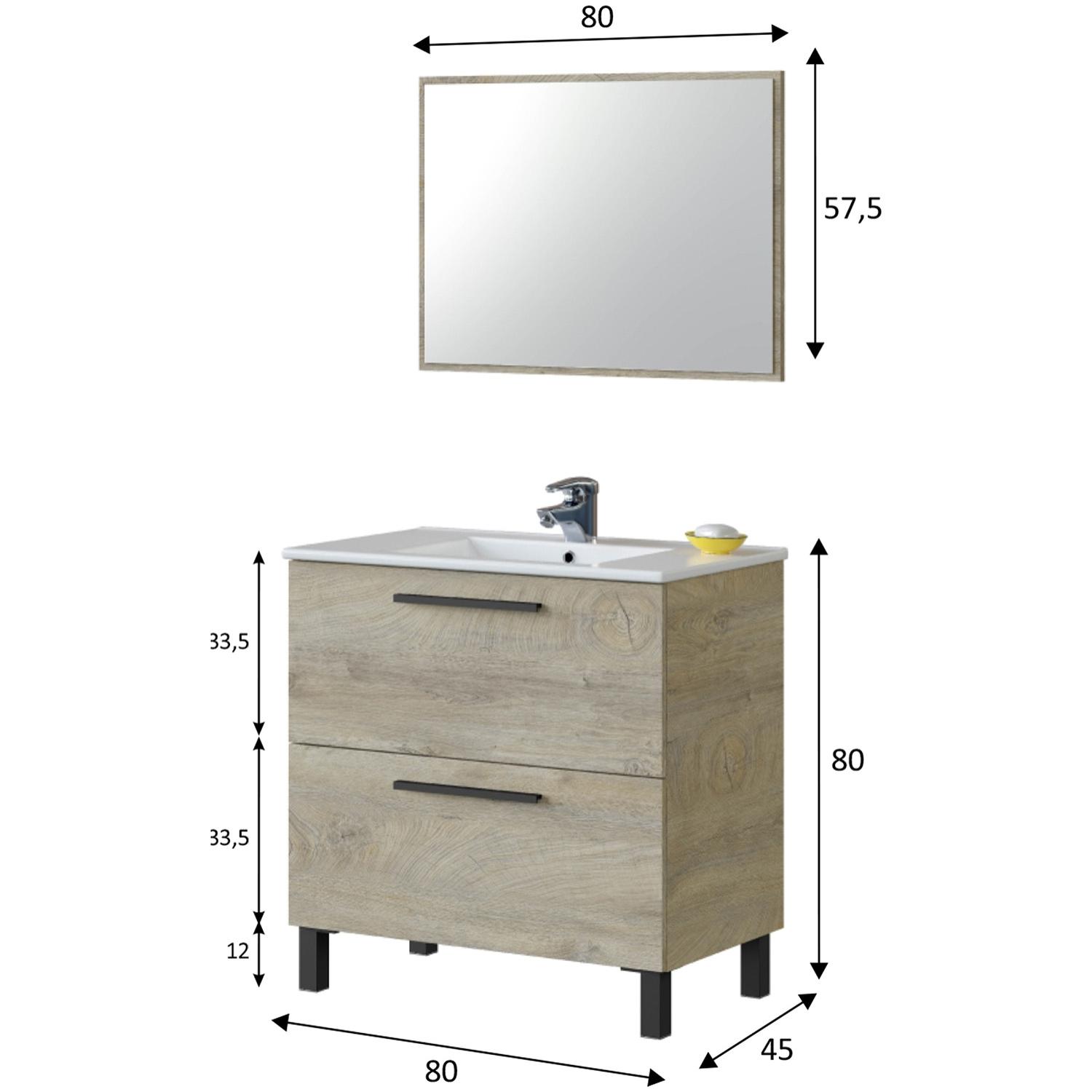 Mueble baño alise 2c 80cm color alaska con espejo, sin lavabo