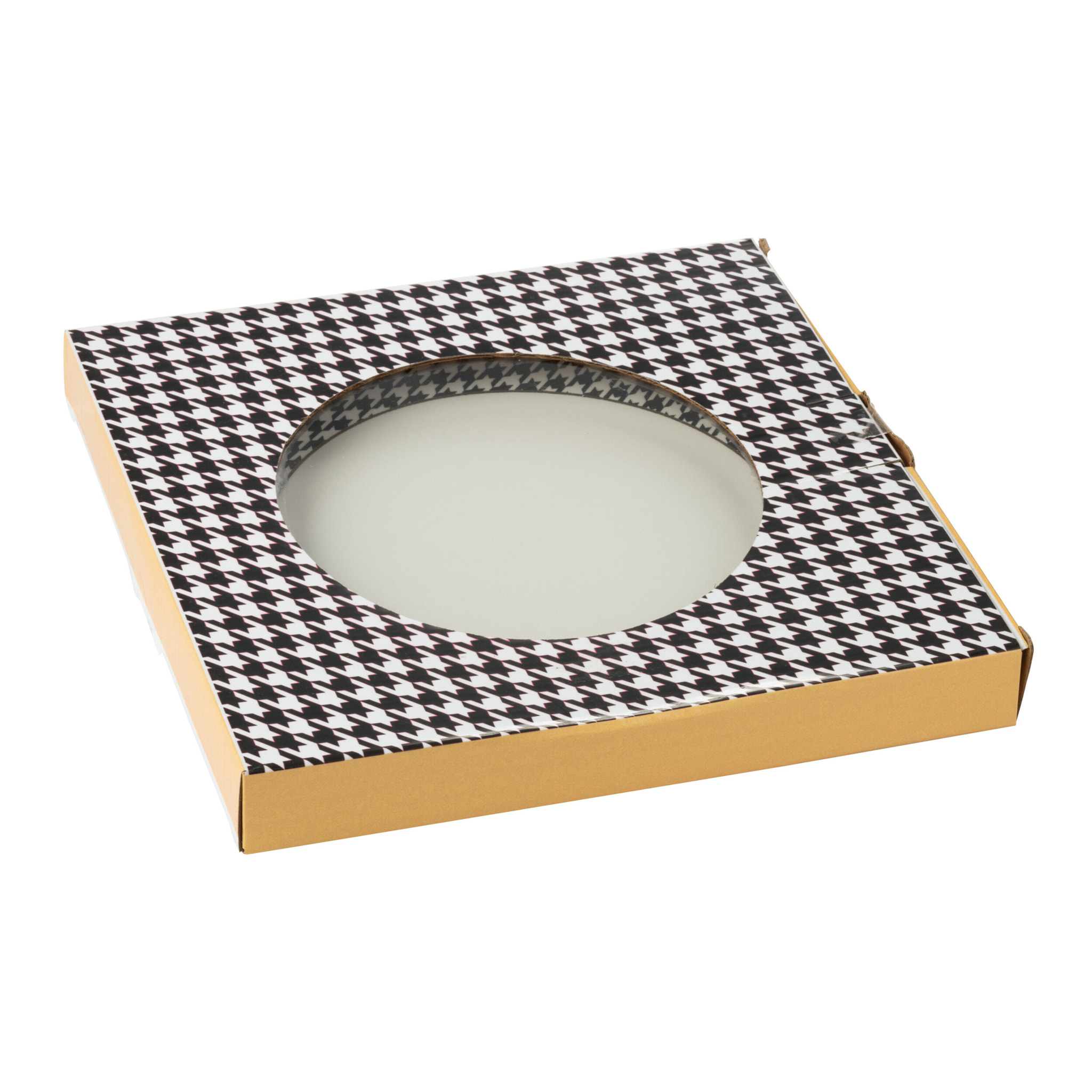 J-Line assiette Pied-De-Poule - porcelaine - blanc/noir - large