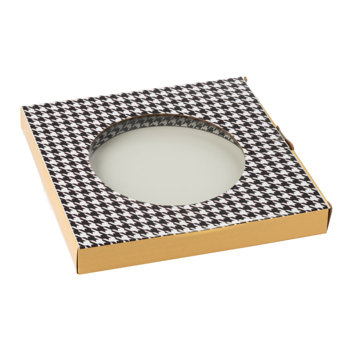 J-Line assiette Pied-De-Poule - porcelaine - blanc/noir - large