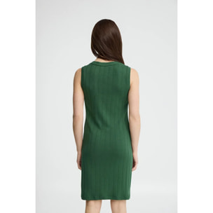 Vestido corto verde botella de canalé con logo Rigby Go