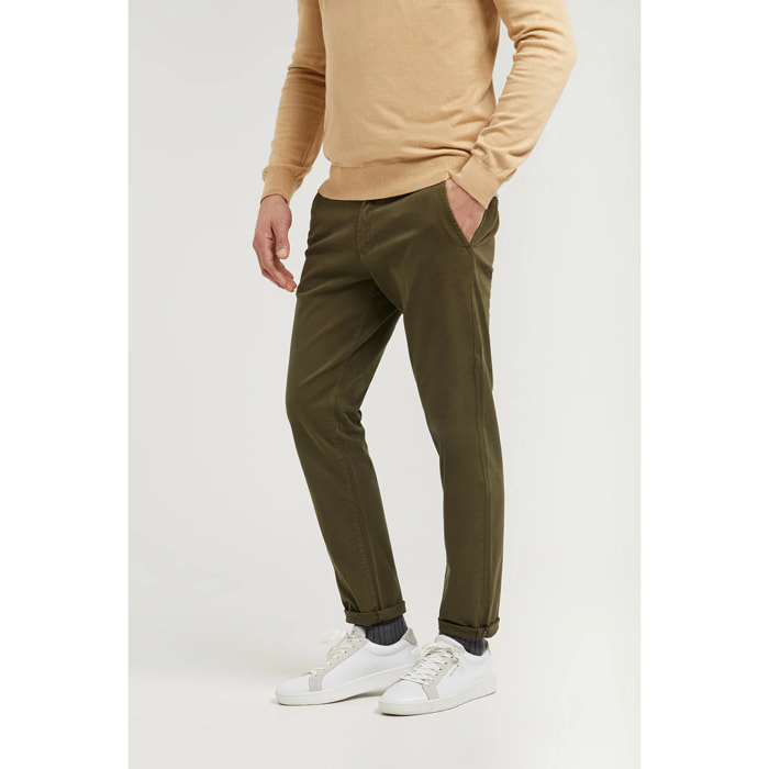 Pantalón chino verde oscuro de algodón elástico con detalles Polo Club