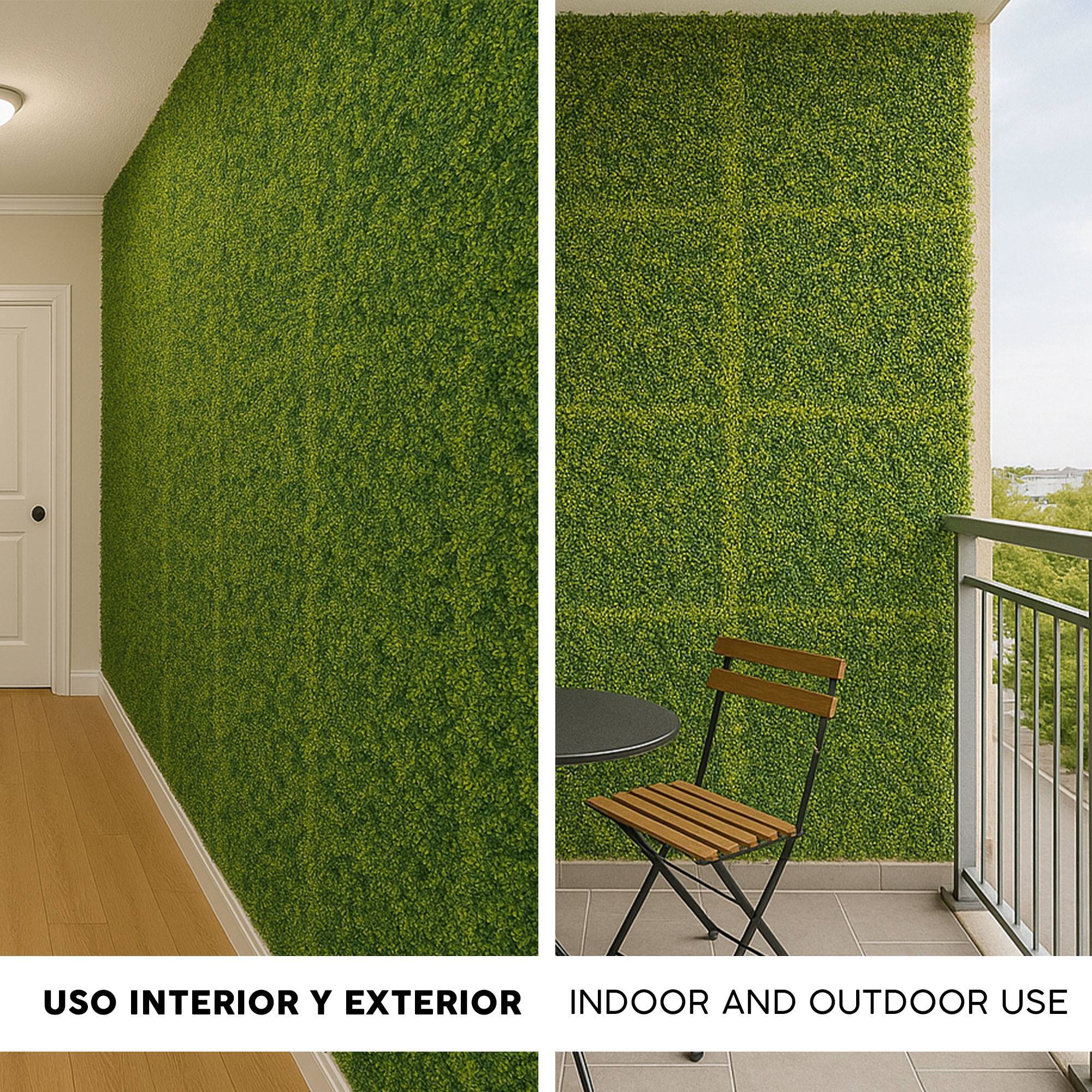 Well home jardín vertical artificial, panel de seto 100x100cm, para decoración interior y exterior - de hojas verdes diseño moderno