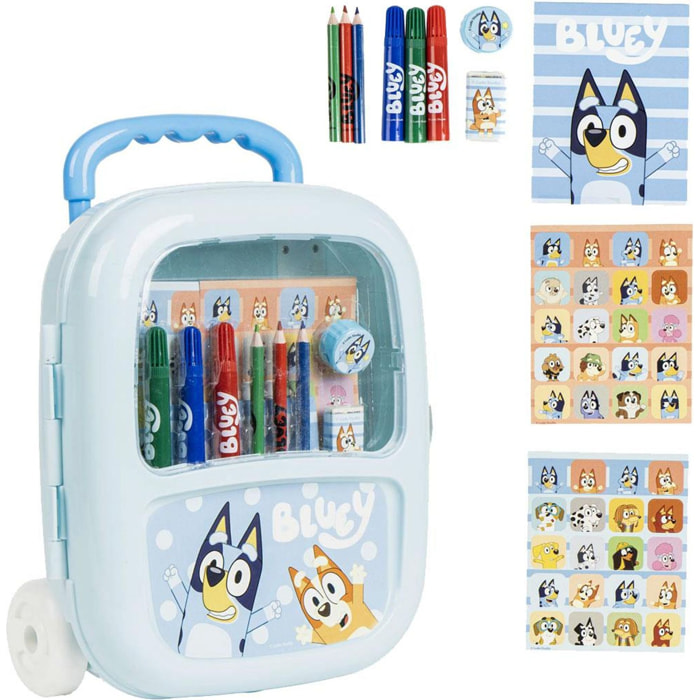 Set Papelería Coloreable Trolley Bluey