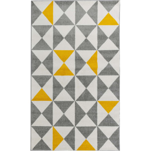 Forsa - Tapis de salon moderne à motif graphique jaune et gris