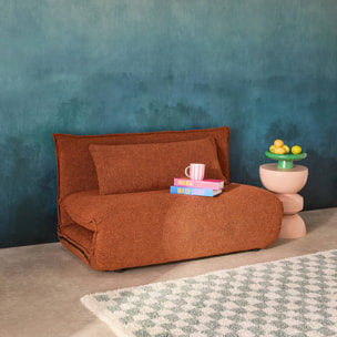 Chauffeuse convertible 2 places en bouclette texturée terracotta L 120 x P 80 x  H 66 cm - Fleeep