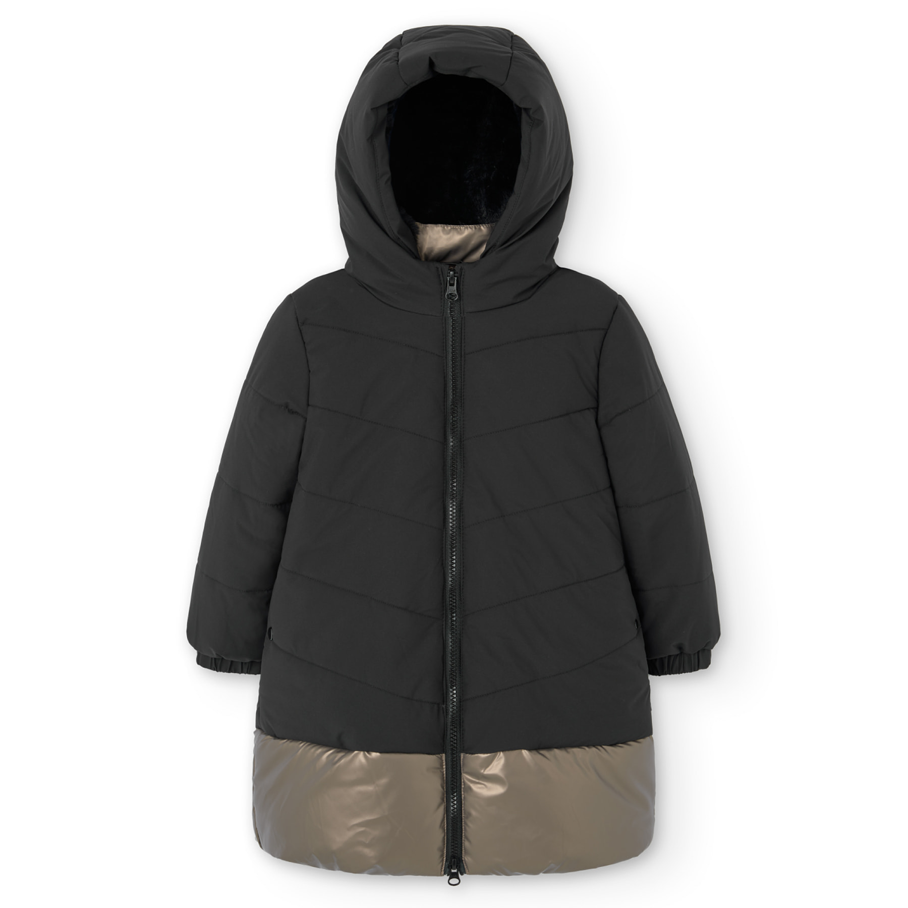 Parka tejido técnico combinada de niña