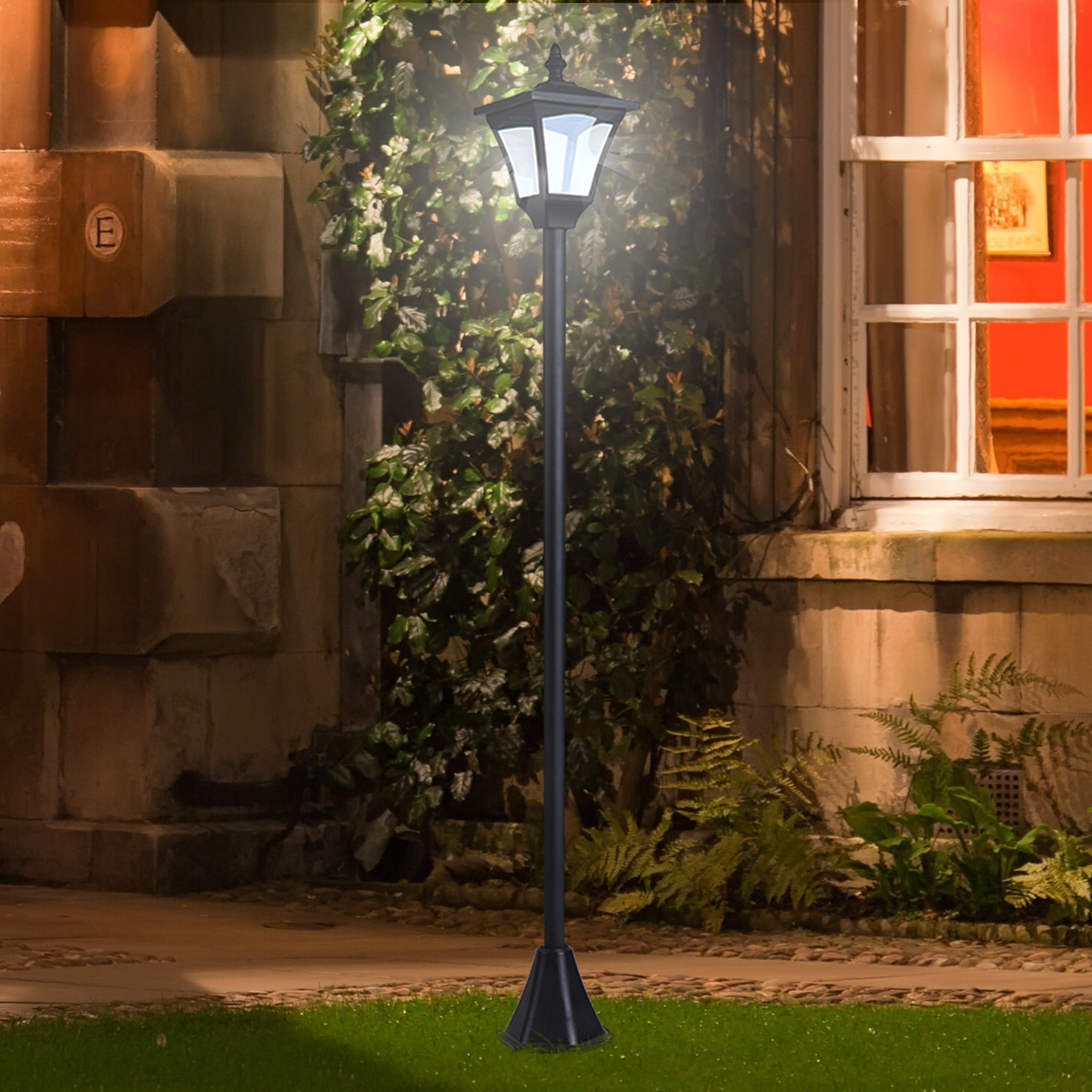 Farol Solar de Jardín IP44 con Luces Inteligentes LED Exteriores 15x15x120 cm