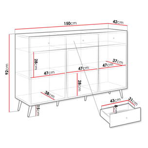 Sorolla - buffet bas - 3 portes et 3 tiroirs - 150 cm - Beige