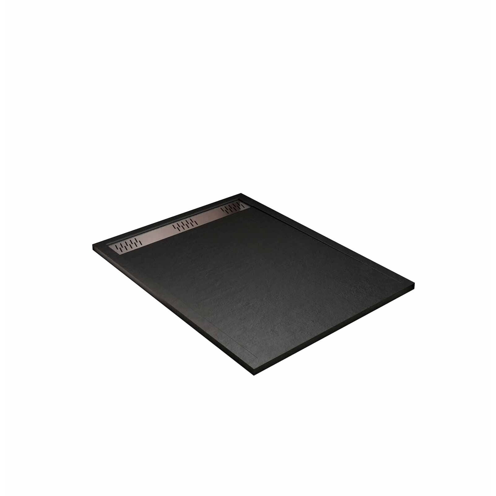 Receveur de douche en résine noir 80x120x3 cm effet pierre granit + grille linéaire chrome