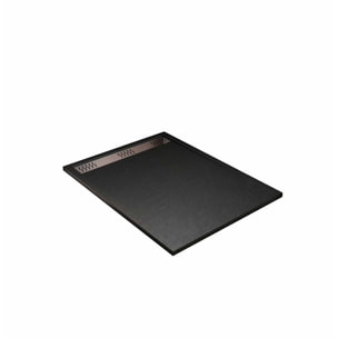 Receveur de douche en résine noir 80x120x3 cm effet pierre granit + grille linéaire chrome