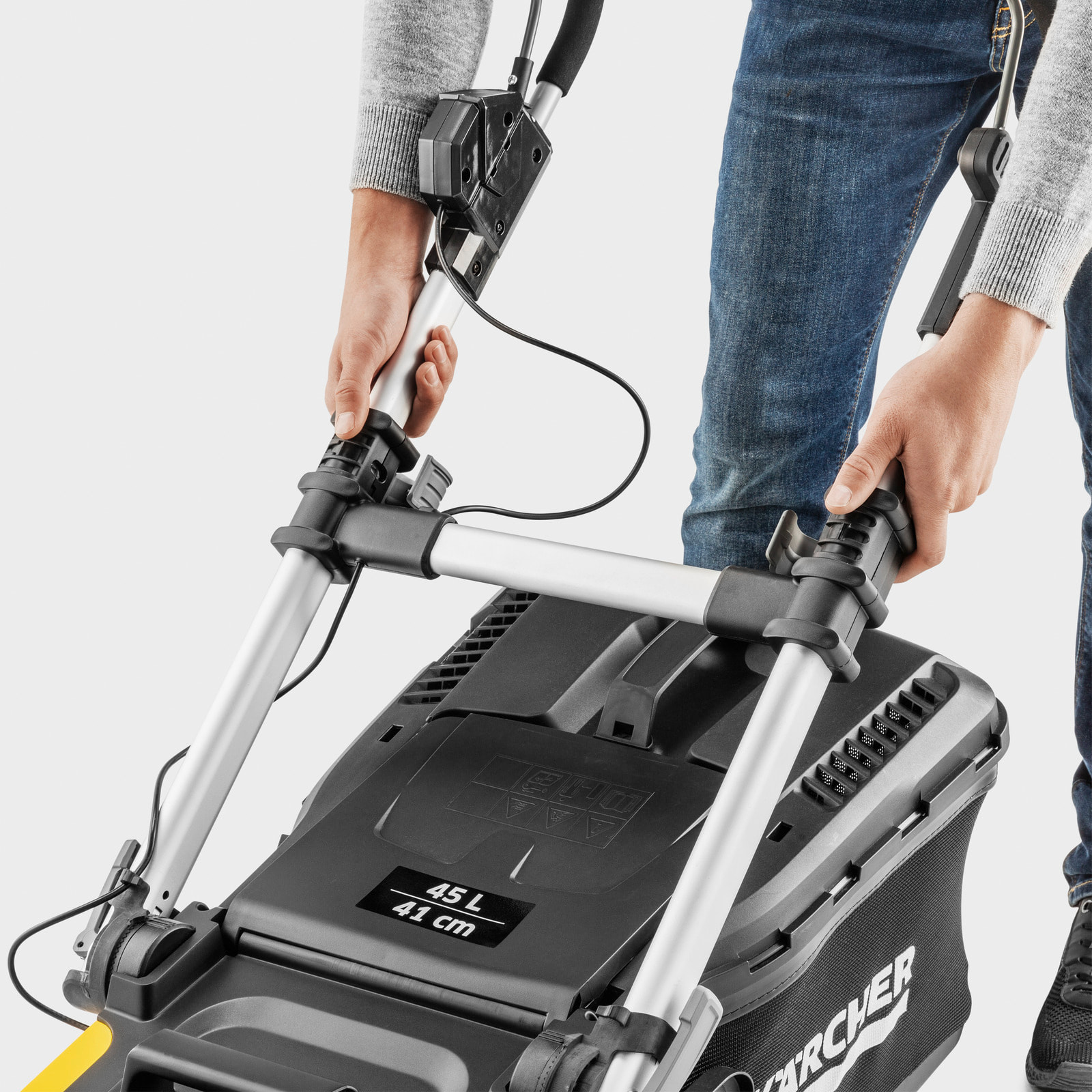 Tondeuse à gazon sans fil 36 V Karcher LMO 5-18 Dual avec 2 batteries 18V-5Ah- moteur brushless- autonomie 550 m²- coupe 41 cm