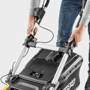 Tondeuse à gazon sans fil 36 V Karcher LMO 5-18 Dual avec 2 batteries 18V-5Ah- moteur brushless- autonomie 550 m²- coupe 41 cm