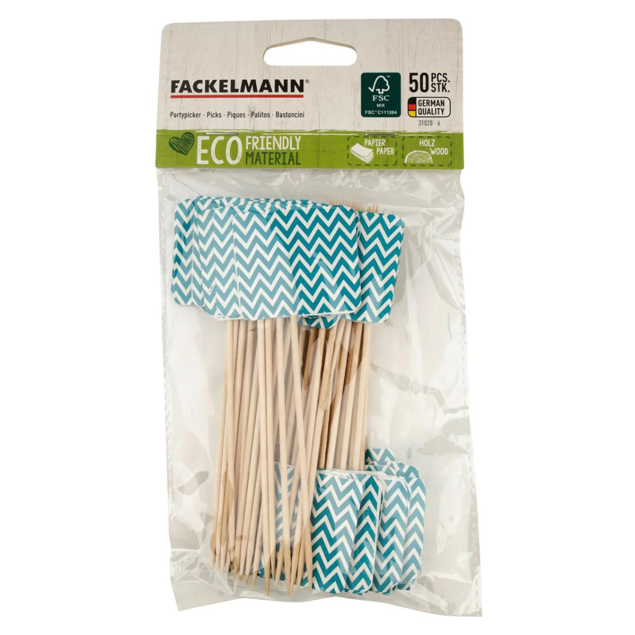Lot de 50 cure-dents avec drapeau pour apéritif Fackelmann Nature