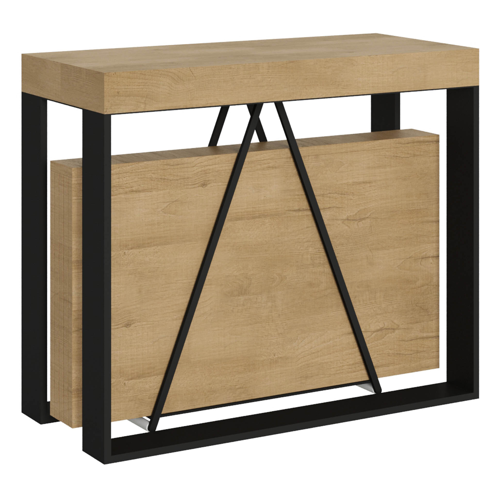 Consolle allungabile 90x40/300cm Sketa quercia natura telaio antracite