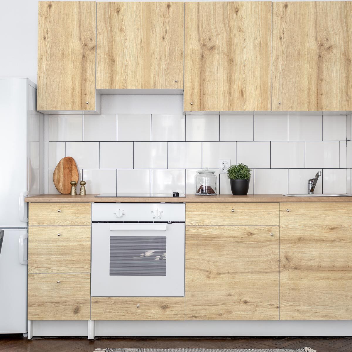 Rouleau revêtement adhésif vinyle au mètre - Sticker lavable Cuisine Meuble Armoire Porte - BOIS CHÊNE BLANC