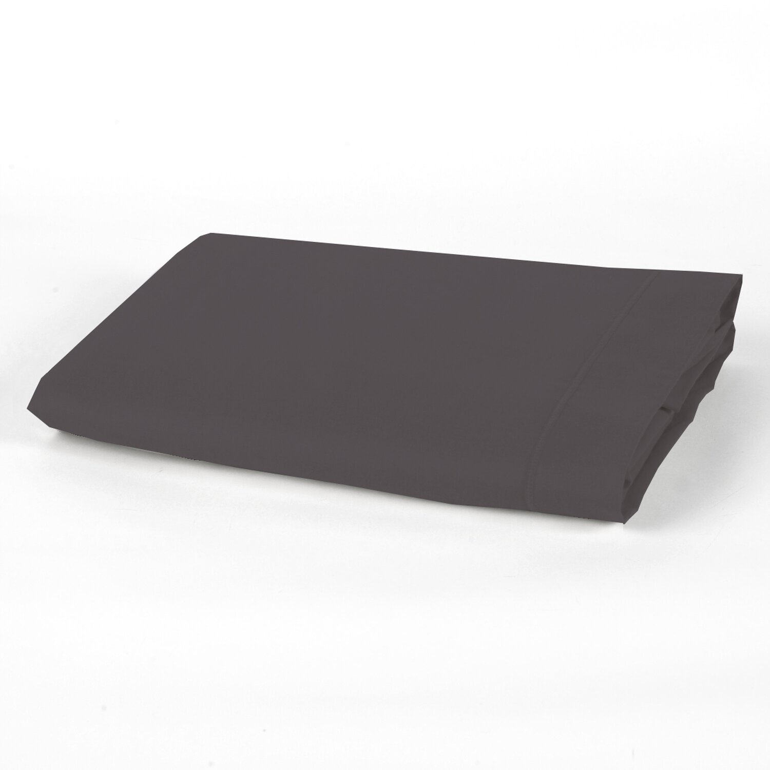 Drap plat 100% percale de coton uni - gris anthracite