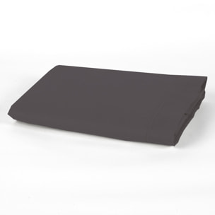 Drap plat 100% percale de coton uni - gris anthracite