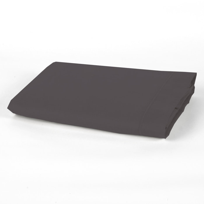 Drap plat 100% percale de coton uni - gris anthracite