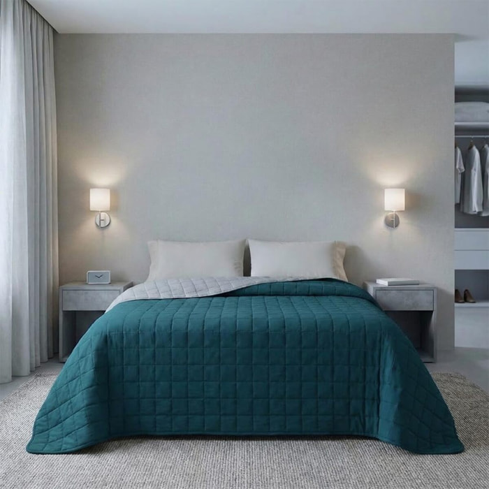 Copriletto matrimoniale estivo leggero double face 260x260 cm, trapunta estiva traspirante e morbida, coperta primaverile elegante e moderna, design reversibile per doppio stile, ideale per stagione calda, resistente e facile da lavare