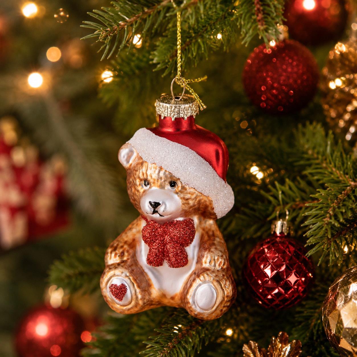 Dec.orsetto con fiocco natale - Pezzi 6 - ROSSO - Bianchi Dino SpA