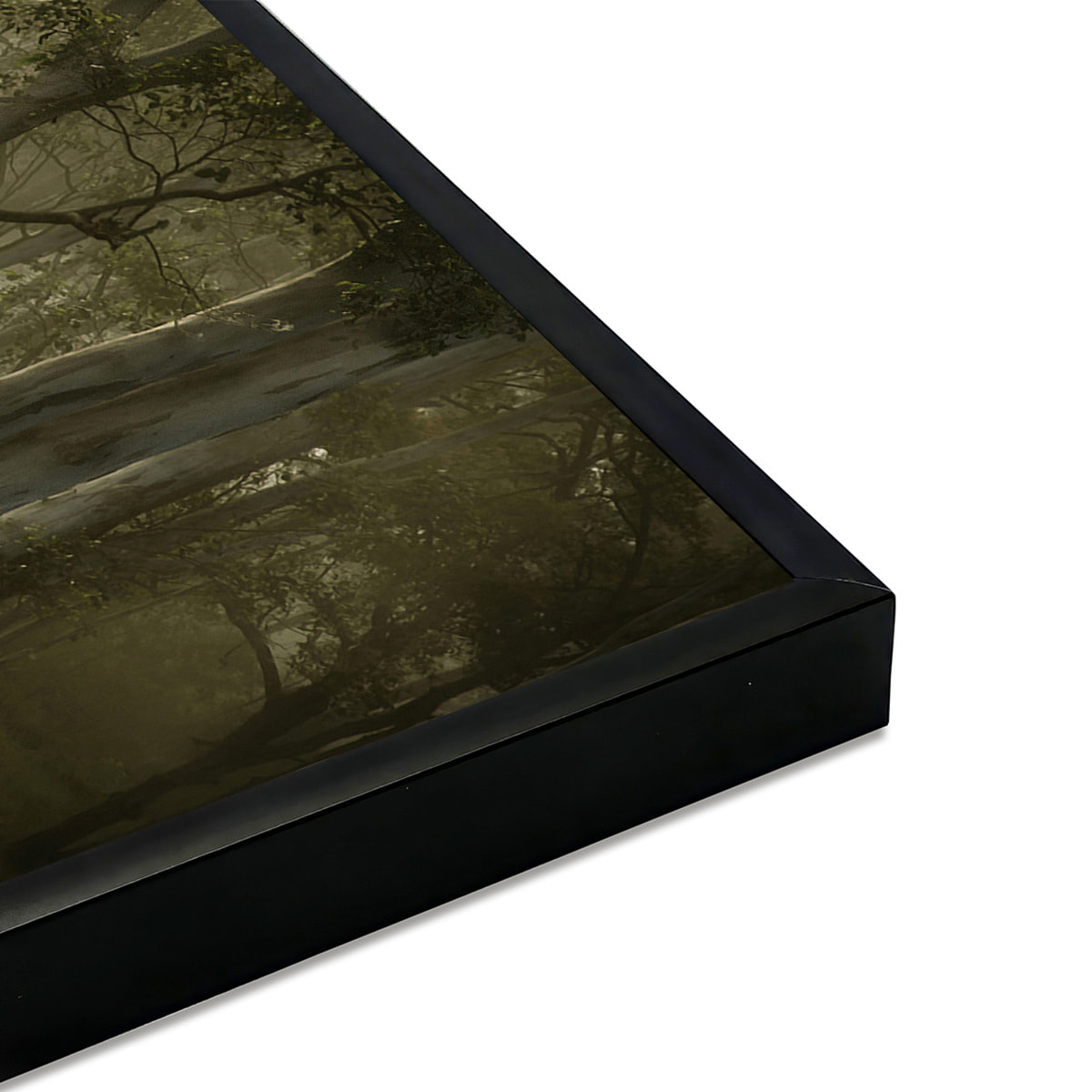 Affiche encadrée – Chevreuil dans une forêt brumeuse Affiche + cadre en métal - Noir