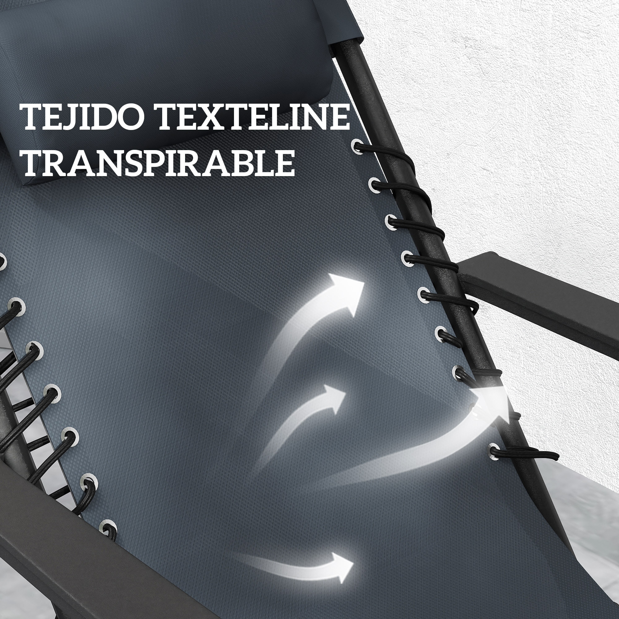 Set de 2 Tumbonas Jardín Exterior Plegables con Mesa Auxiliar Portavasos Tumbonas de Gravedad Cero con Respaldo Ajustable Reposabrazos Extraíble para Patio Piscina Terraza Exterior Gris