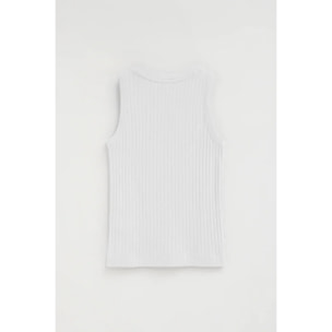 Pack mujer de dos camisetas sin mangas azul marino y blanca de canalé con logo Polo Club