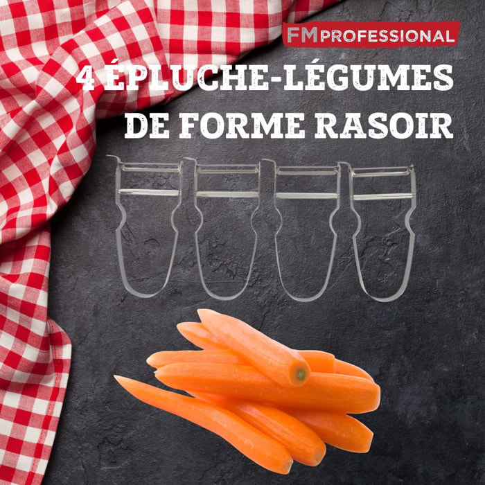 Lot de 4 éplucheurs à légumes 11,5 cm FM Professional