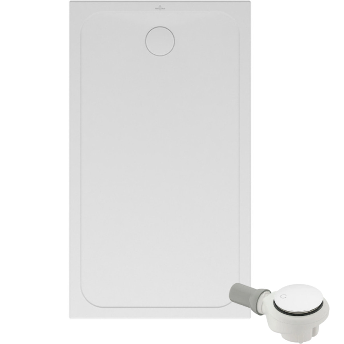 Receveur de douche antidérapant 120 x 90 Lifetime Plus Cerasoft céramique blanc + Bonde blanc