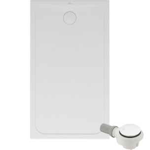 Receveur de douche antidérapant 120 x 90 Lifetime Plus Cerasoft céramique blanc + Bonde blanc