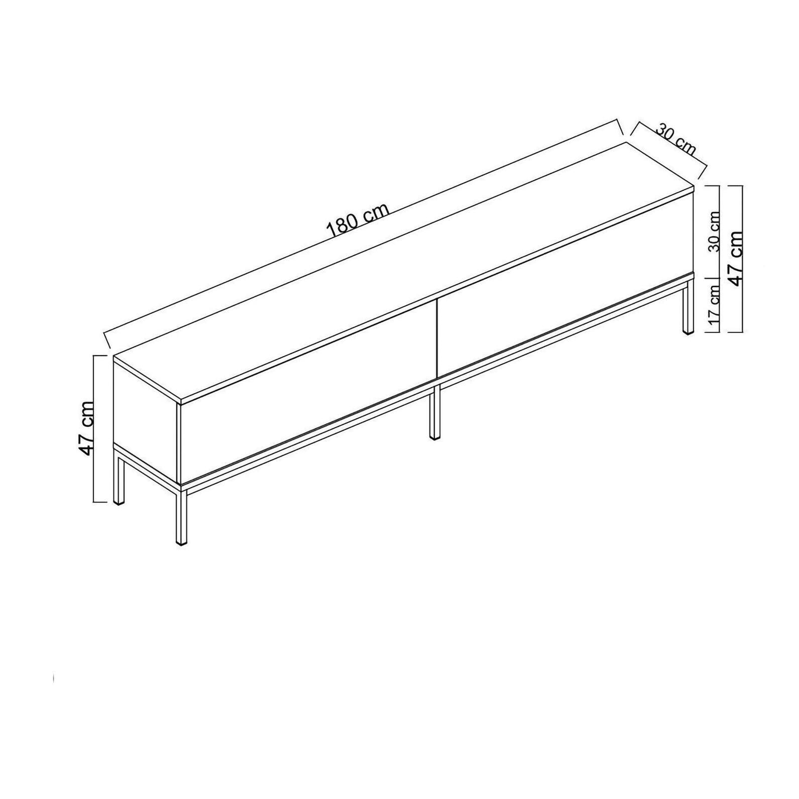 Mobile porta TV Dpetrell, Credenza da soggiorno, Armadio basso per TV, Base parete attrezzata, 180x30h47 cm, Nero