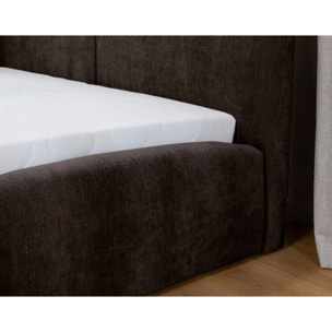 Carla - lit coffre - 140x200 cm - velours texturé - sommier inclus - Marron
